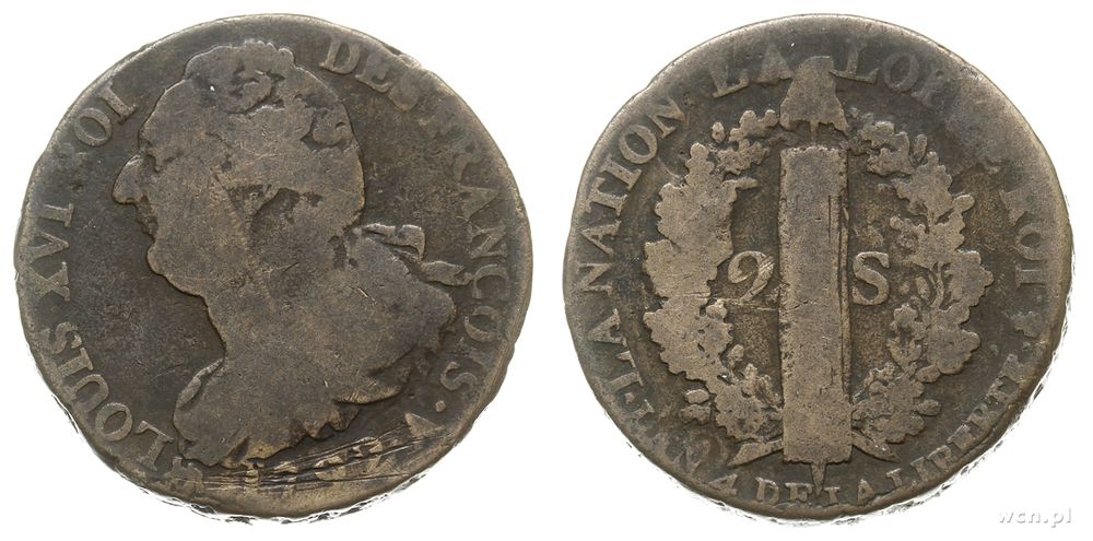 Francja, 2 sole, 1792/A
