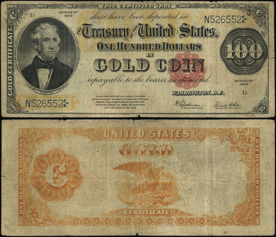 Stany Zjednoczone Ameryki (USA), 100 dolarów, 1922