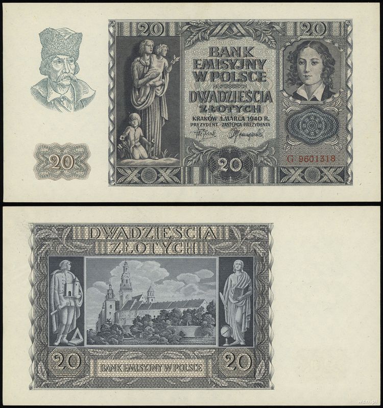 Polska, 20 złotych, 01.03.1940
