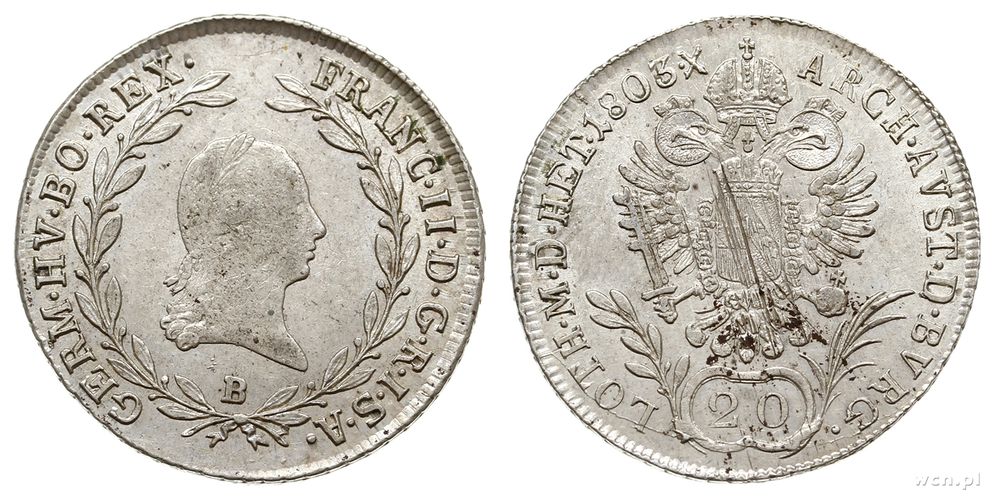 Austria, 20 krajcarów, 1803/B