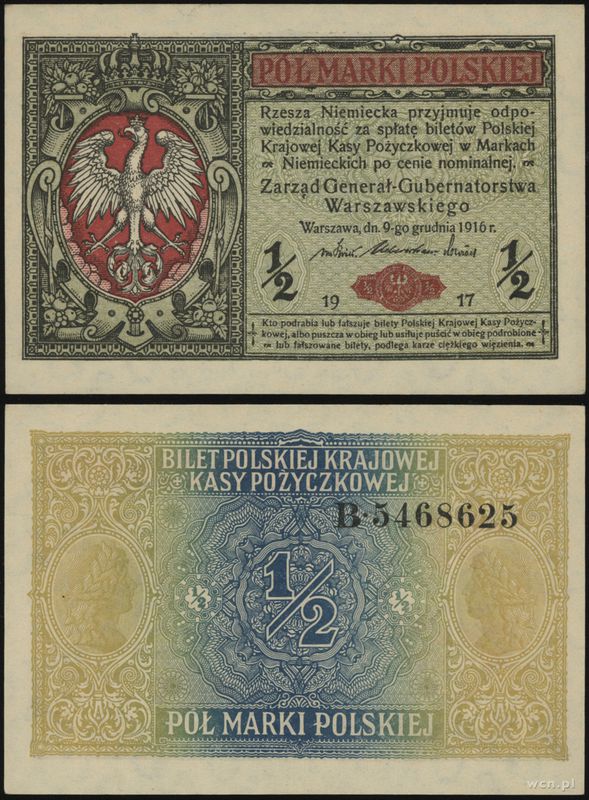Polska, 1/2 marki polskiej, 9.12.1916