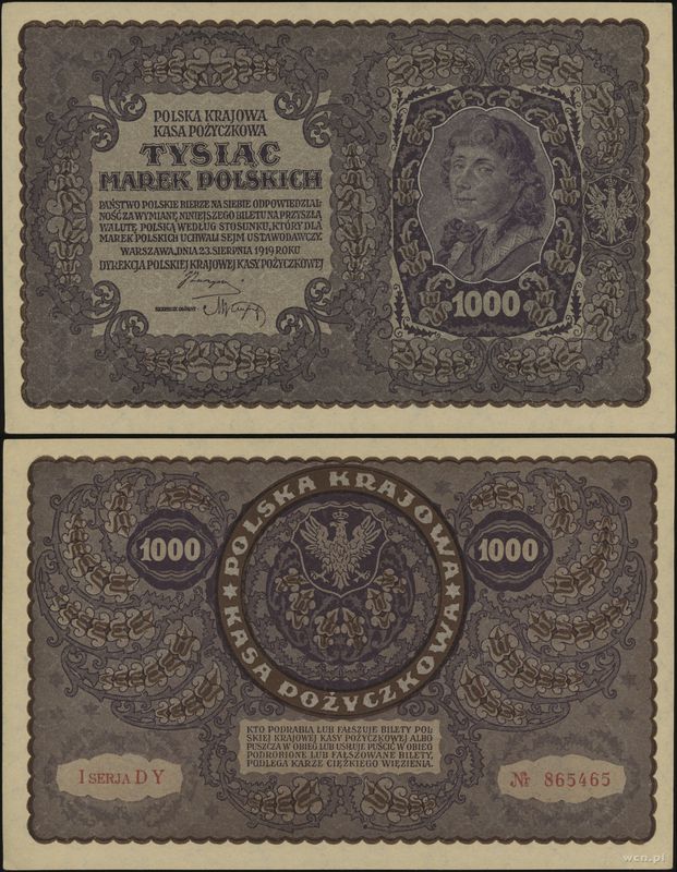 Polska, 1.000 marek polskich, 23.08.1919