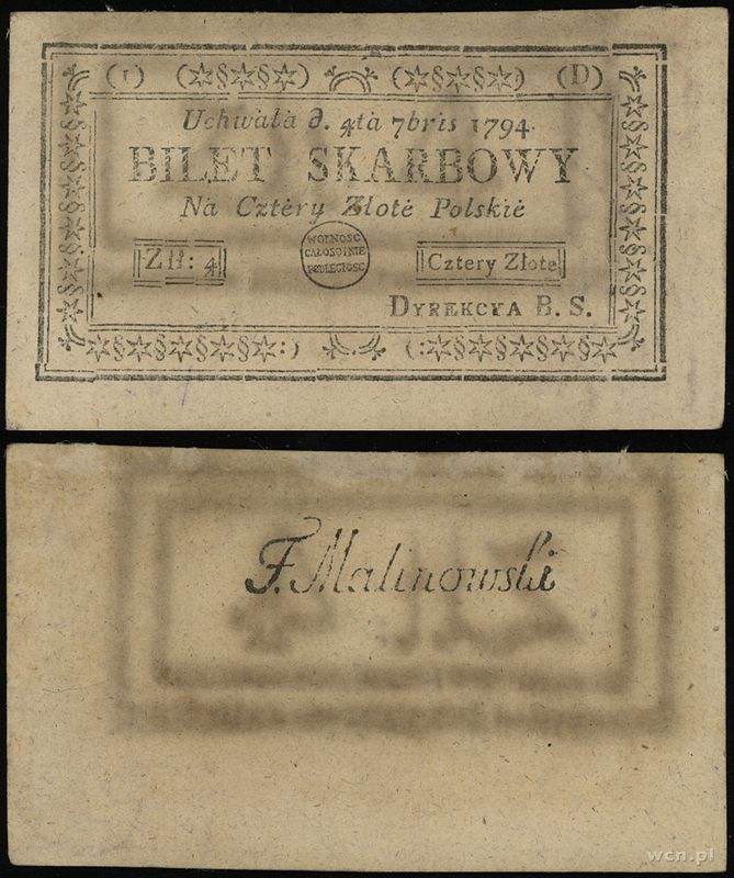 Polska, 4 złote polskie, 4.09.1794