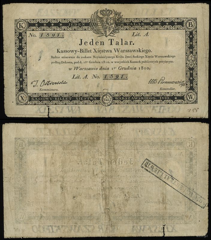 Polska, 1 talar, 1.12.1810