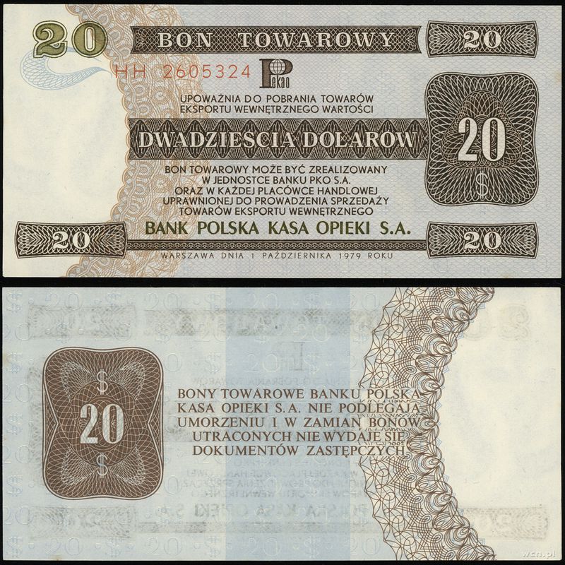 Polska, 20 dolarów, 1.10.1979
