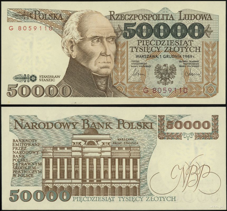 Polska, 50000 złotych, 1.12.1989