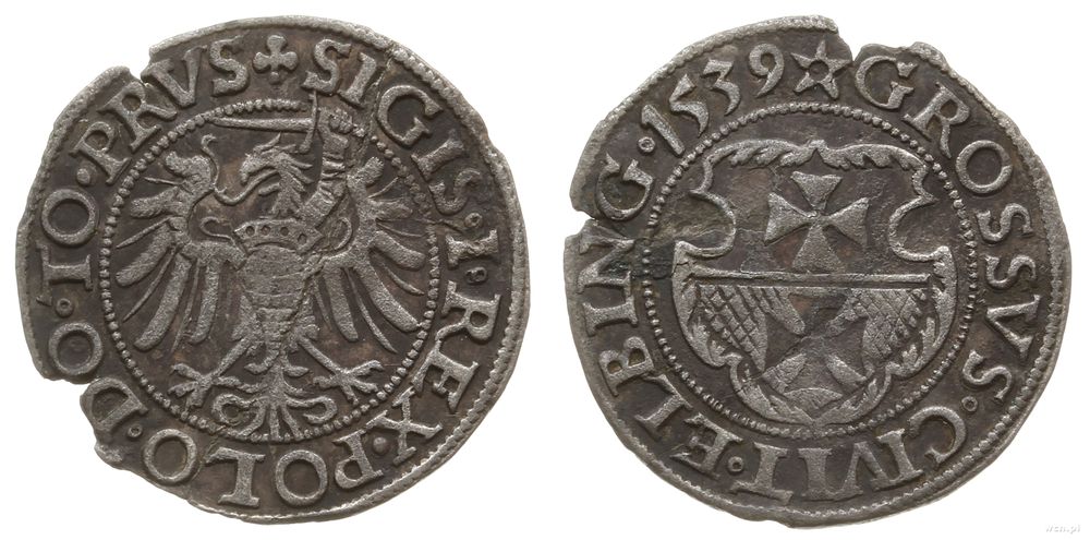Polska, grosz, 1539