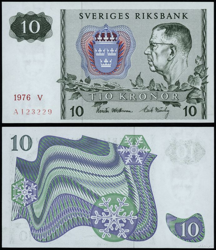 Szwecja, 10 kronor, 1976