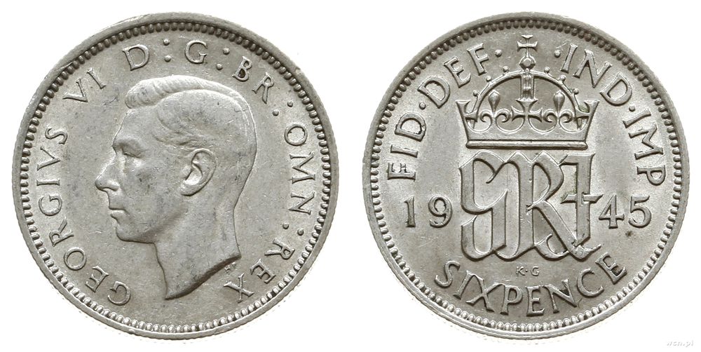 Wielka Brytania, 6 pensów, 1945