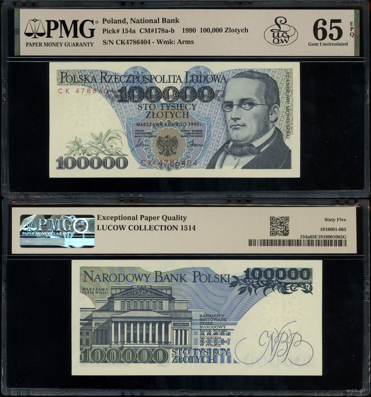 Polska, 100.000 złotych, 1.02.1990