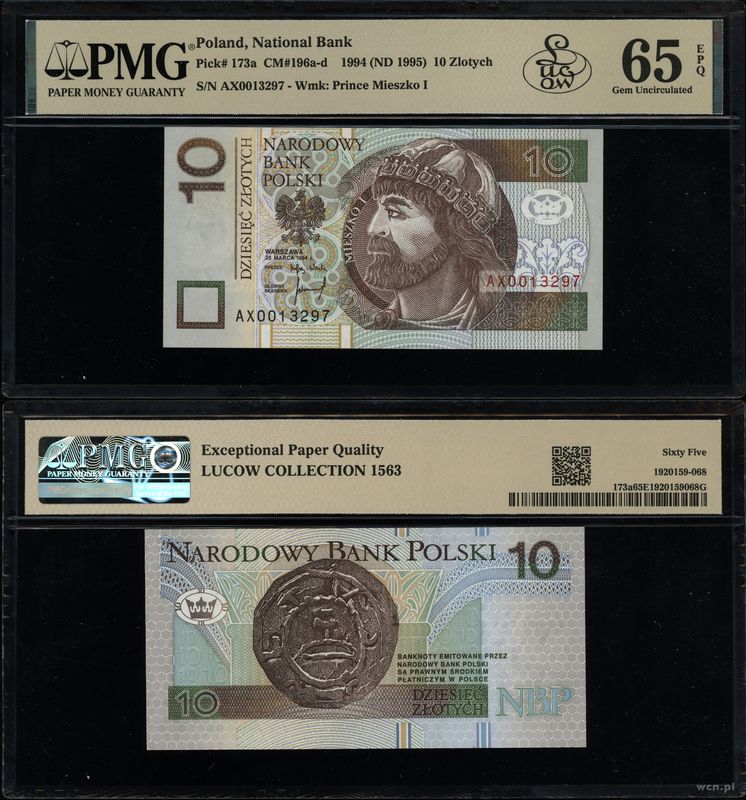 Polska, 10 złotych, 25.03.1994