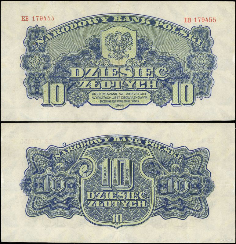 Polska, 10 złotych, 1944