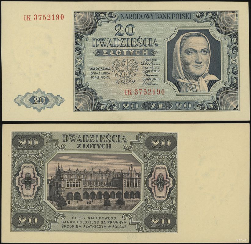 Polska, 20 złotych, 1.07.1948