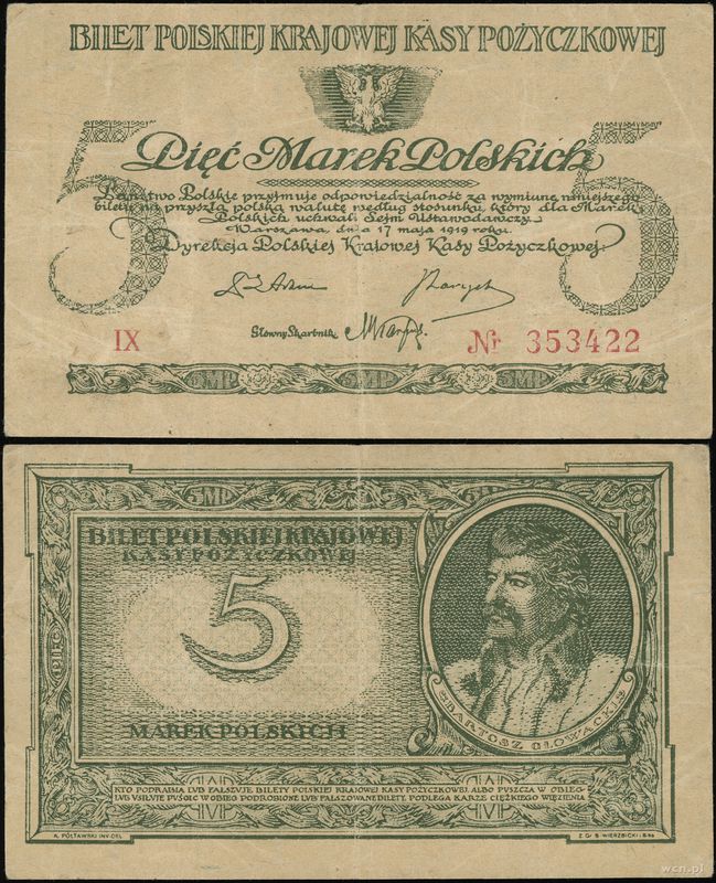 Polska, 5 marek polskich, 17.05.1919