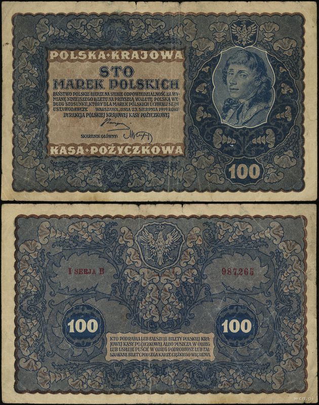 Polska, 100 marek polskich, 23.08.1919
