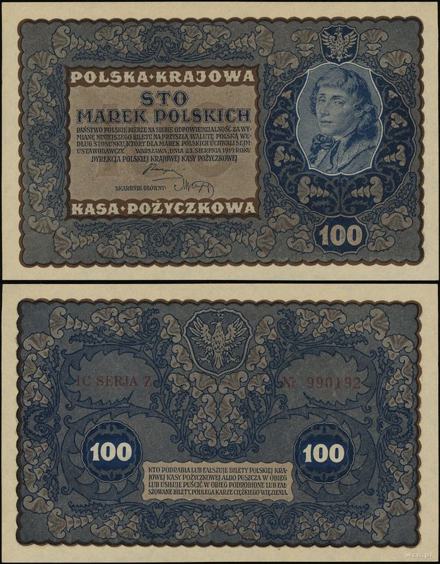 Polska, 100 marek polskich, 23.08.1919