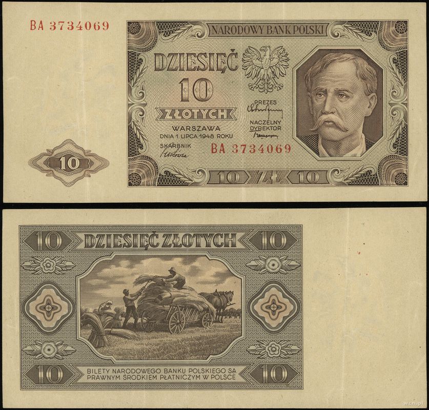 Polska, 10 złotych, 1.07.1948