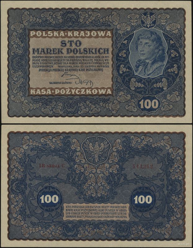 Polska, 100 marek polskich, 23.08.1919