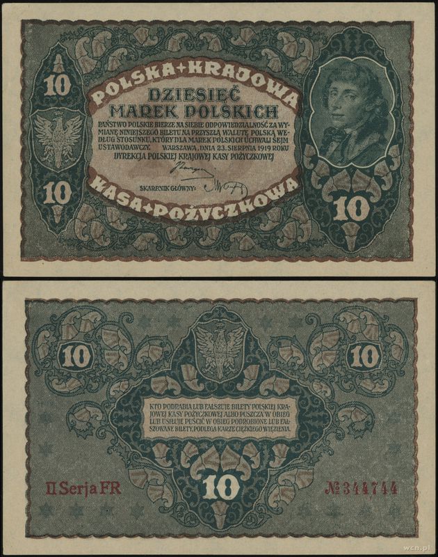 Polska, 10 marek polskich, 23.08.1919