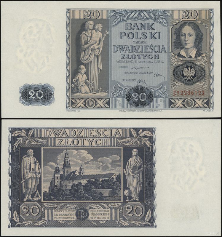 Polska, 20 złotych, 11.11.1936