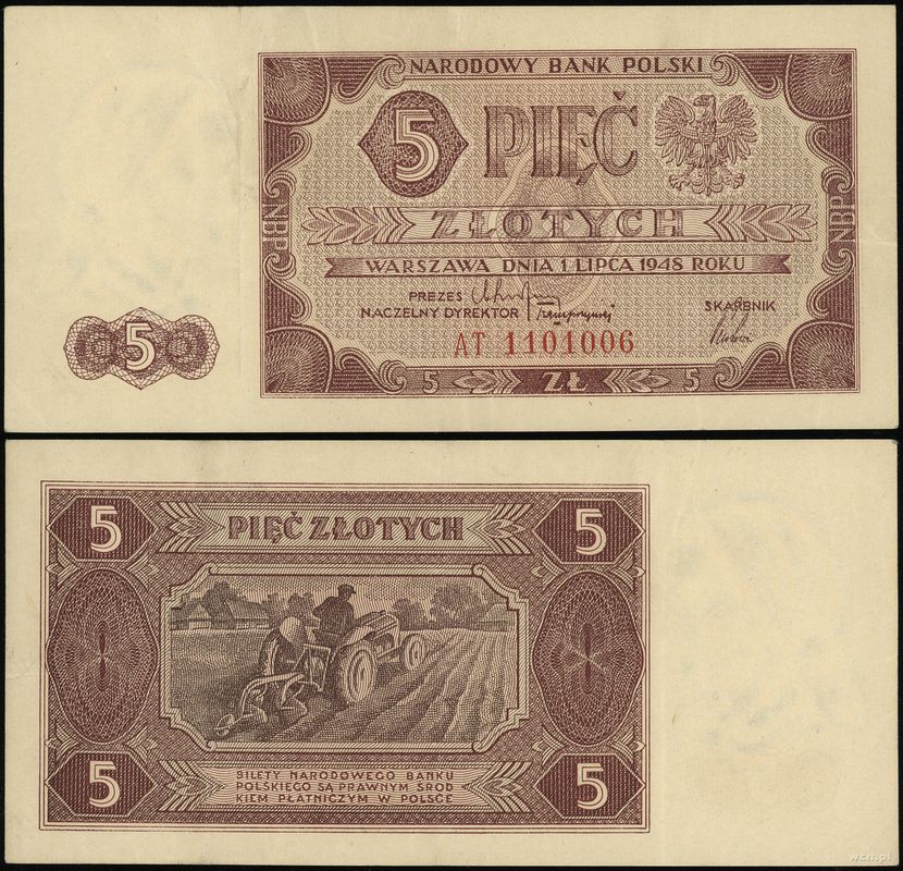 Polska, 5 złotych, 1.07.1948