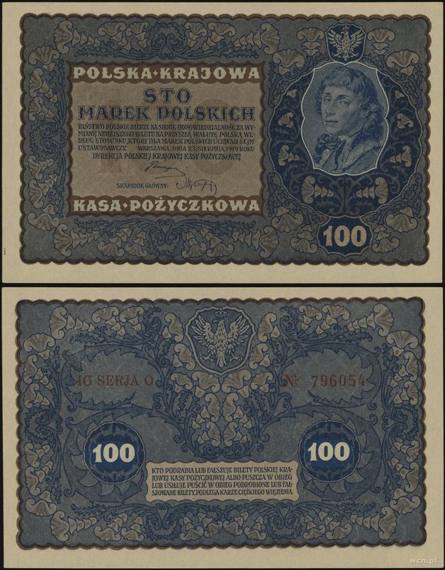 Polska, 100 marek polskich, 23.08.1919