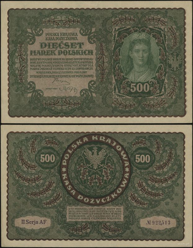 Polska, 500 marek polskich, 23.08.1919