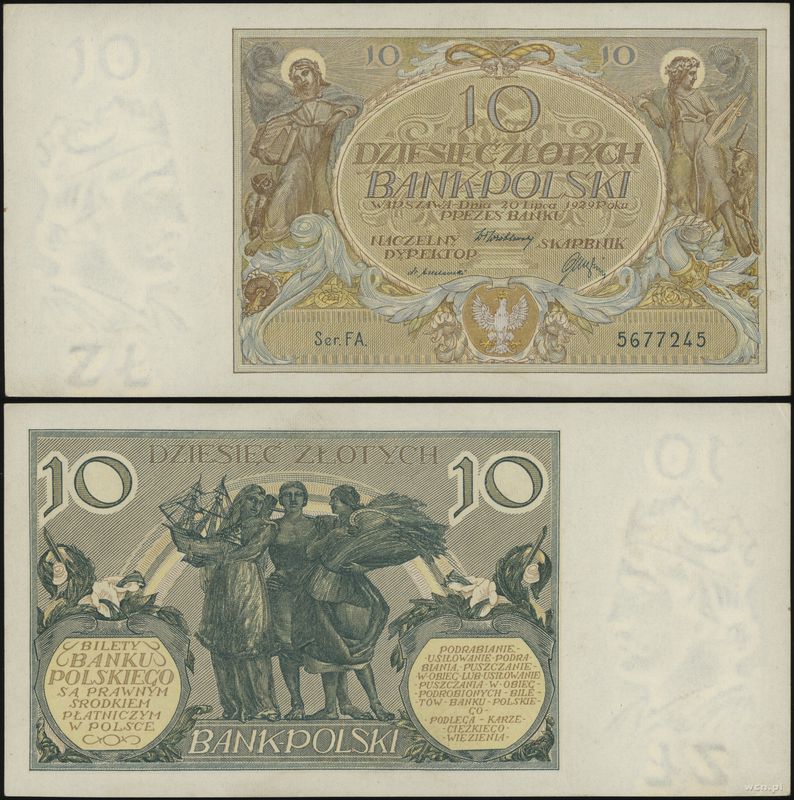 Polska, 10 złotych, 20.07.1929
