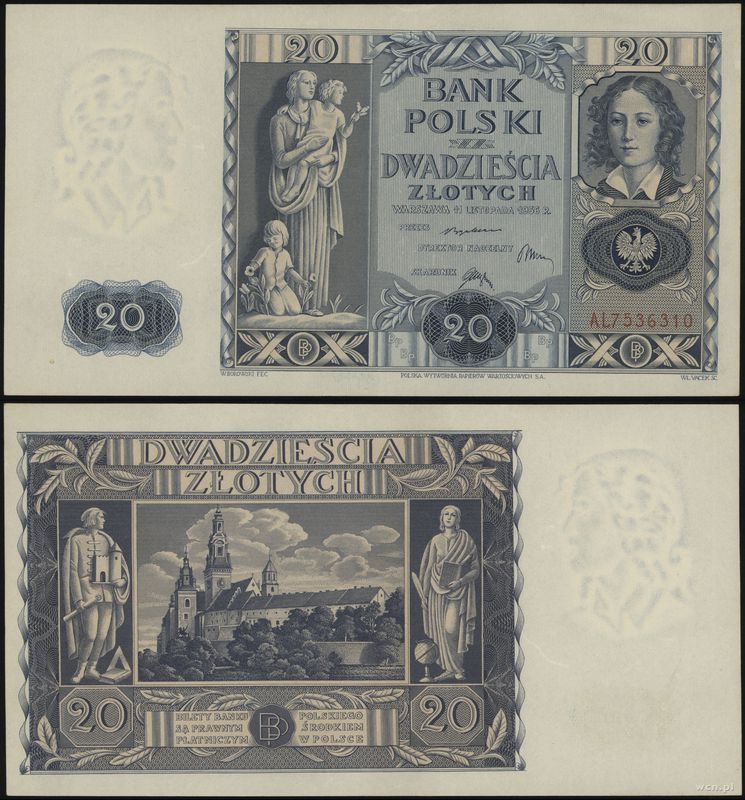 Polska, 20 złotych, 11.11.1936
