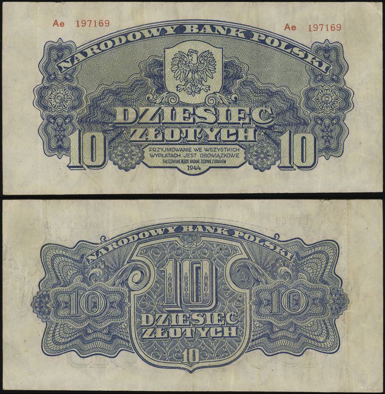 Polska, 10 złotych, 1944