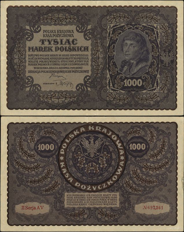 Polska, 1.000 marek polskich, 23.08.1919