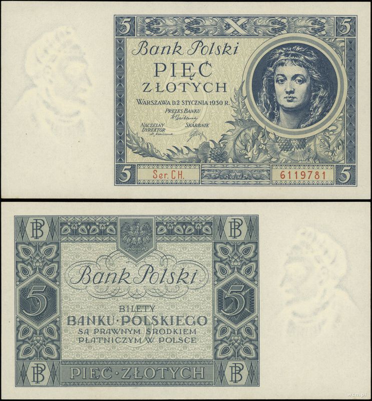 Polska, 5 złotych, 2.01.1930
