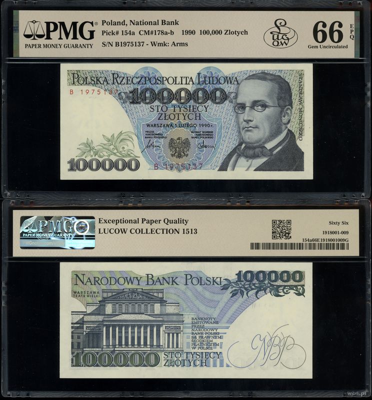 Polska, 100.000 złotych, 1.02.1990