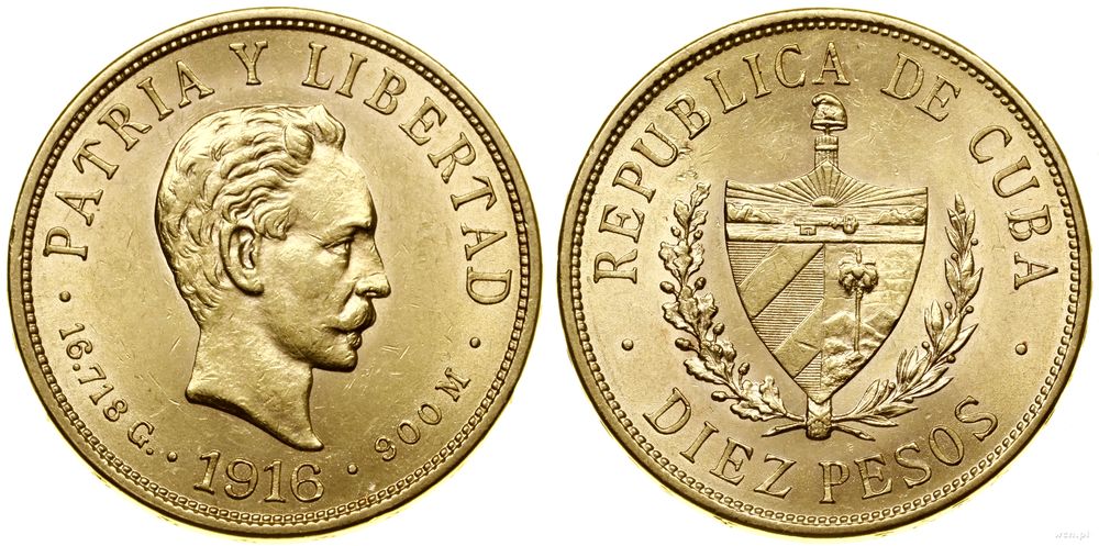 Kuba, 10 peso, 1916
