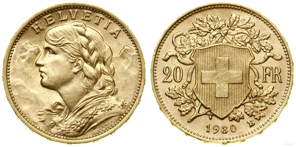 Szwajcaria, 20 franków, 1930 B