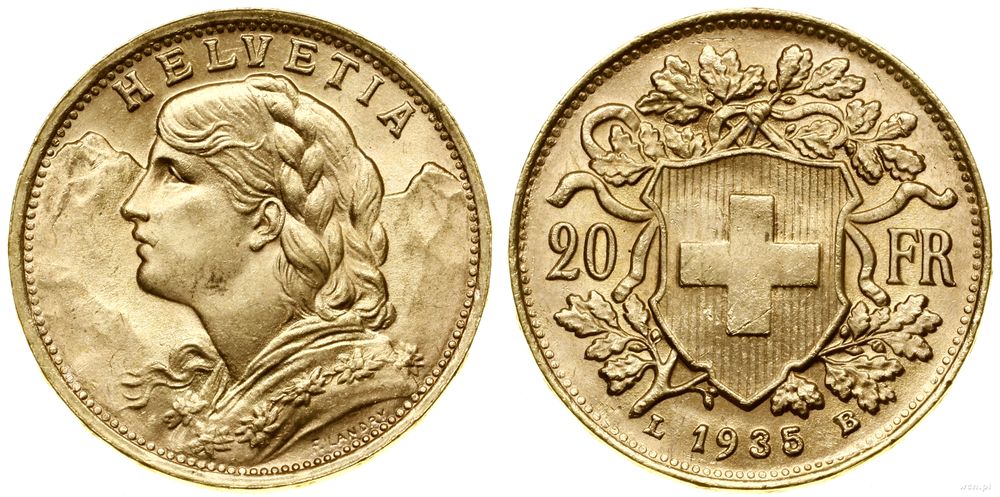Szwajcaria, 20 franków, 1935 L-B