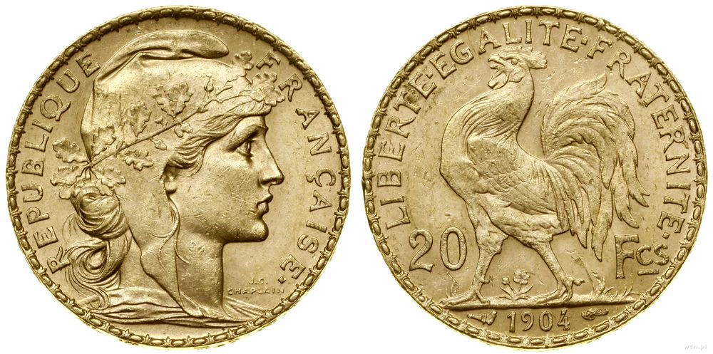 Francja, 20 franków, 1904