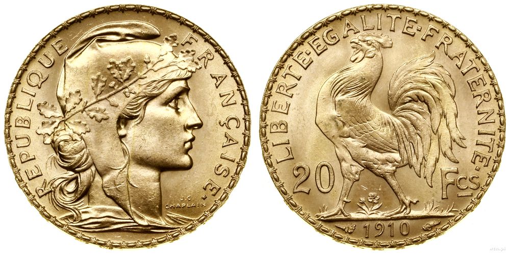 Francja, 20 franków, 1910