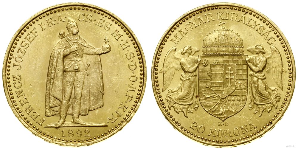 Węgry, 20 koron, 1892 KB