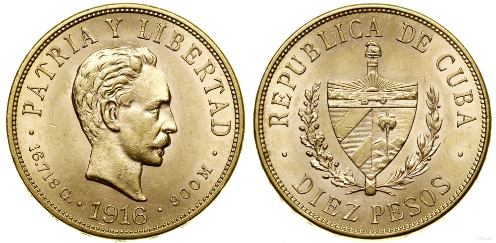 Kuba, 10 peso, 1916
