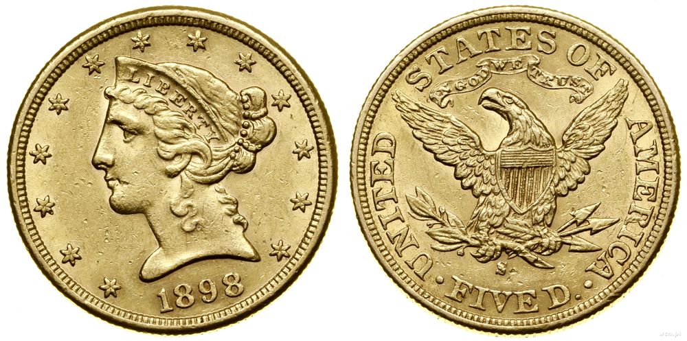 Stany Zjednoczone Ameryki (USA), 5 dolarów, 1898 S