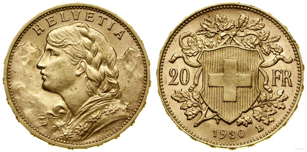 Szwajcaria, 20 franków, 1930 B
