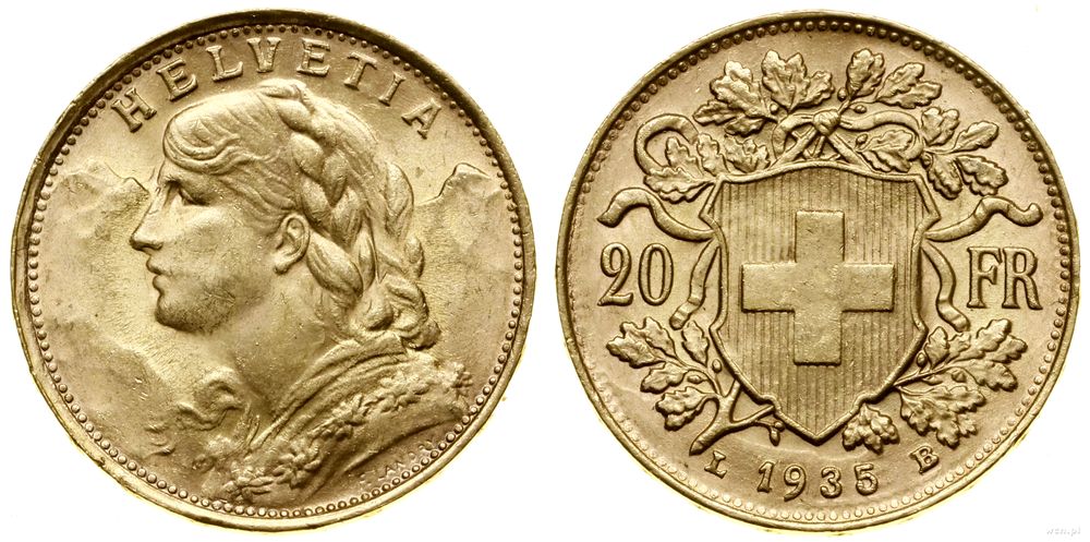 Szwajcaria, 20 franków, 1935 L-B