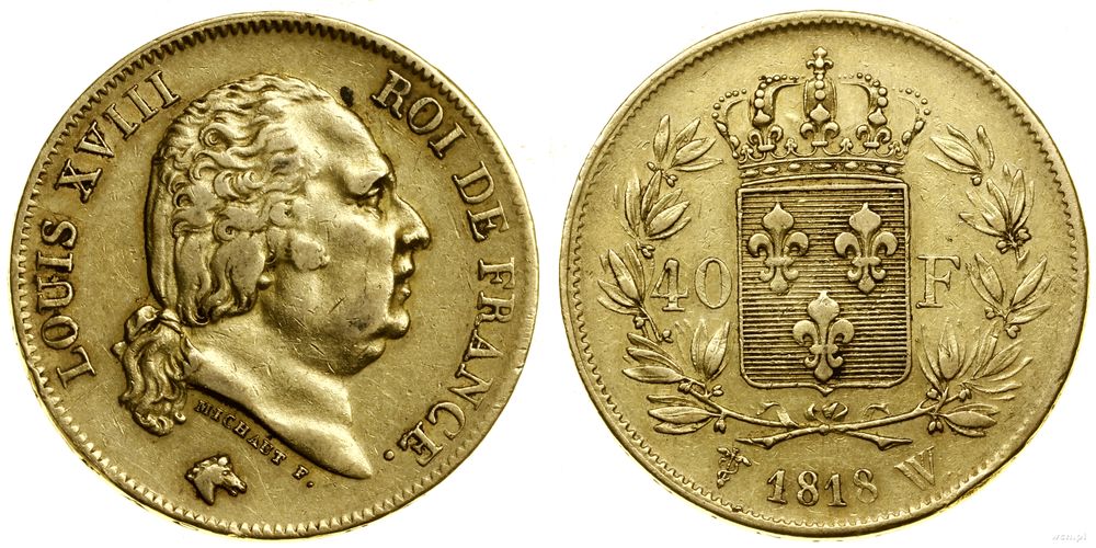 Francja, 40 franków, 1818 W