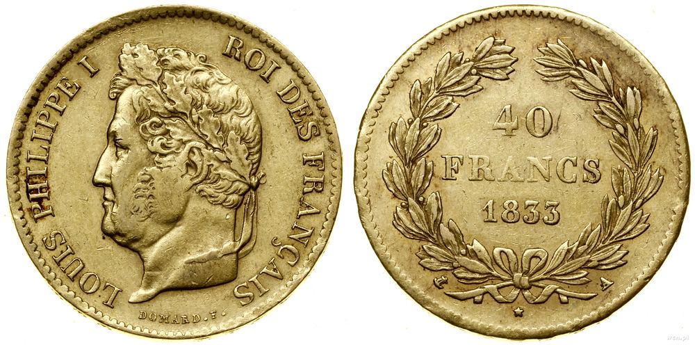 Francja, 40 franków, 1833 A