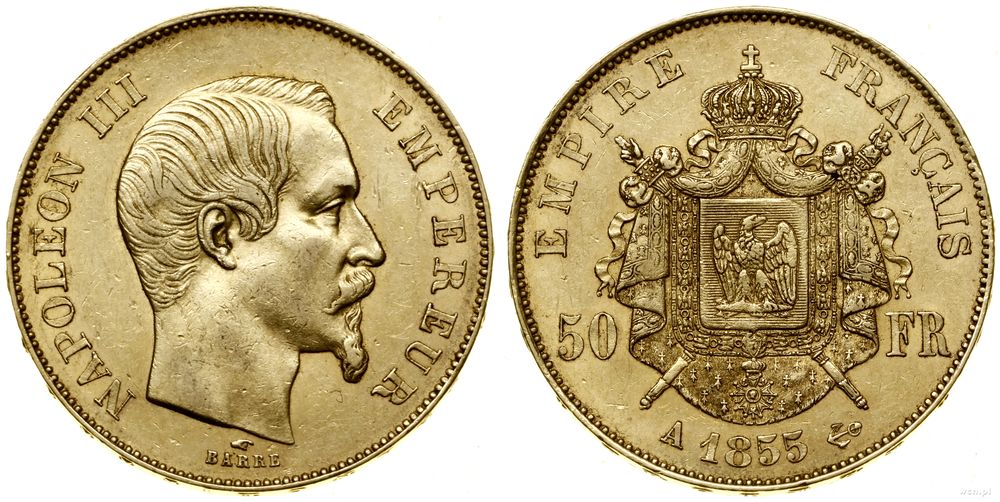 Francja, 50 franków, 1855 A