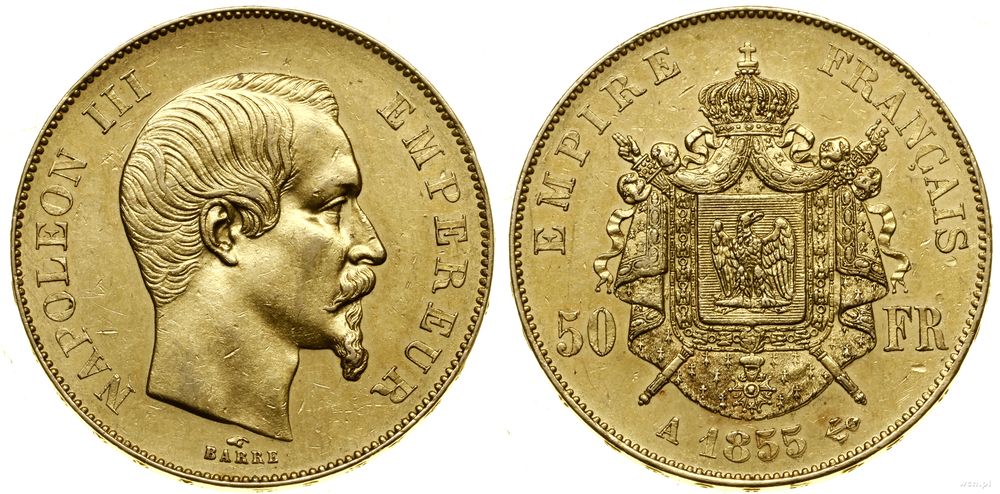 Francja, 50 franków, 1855 A
