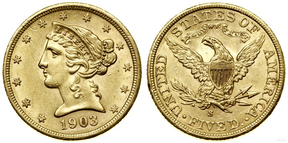 Stany Zjednoczone Ameryki (USA), 5 dolarów, 1903 S