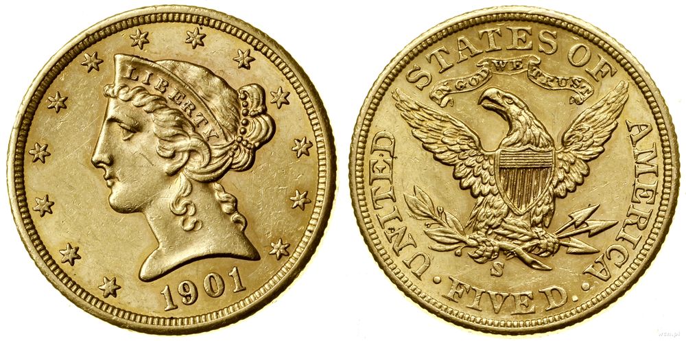 Stany Zjednoczone Ameryki (USA), 5 dolarów, 1901 S