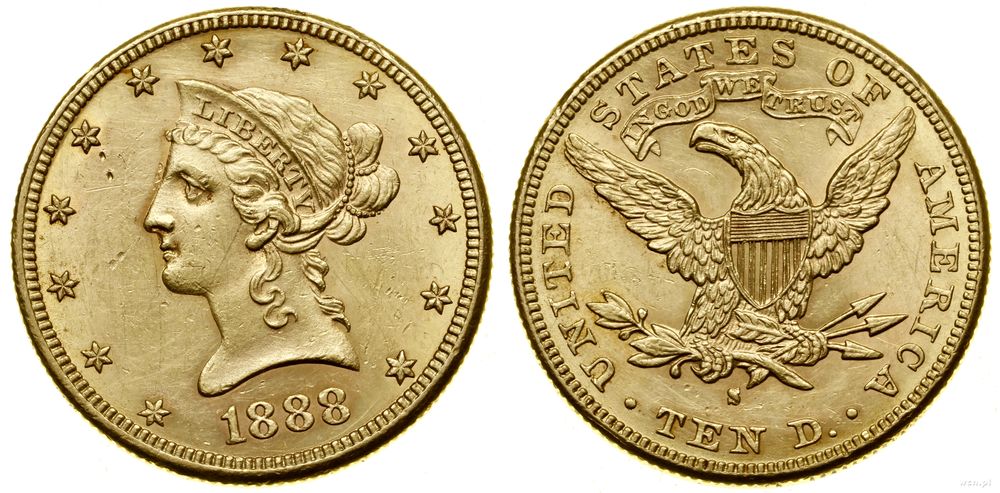 Stany Zjednoczone Ameryki (USA), 10 dolarów, 1888 S